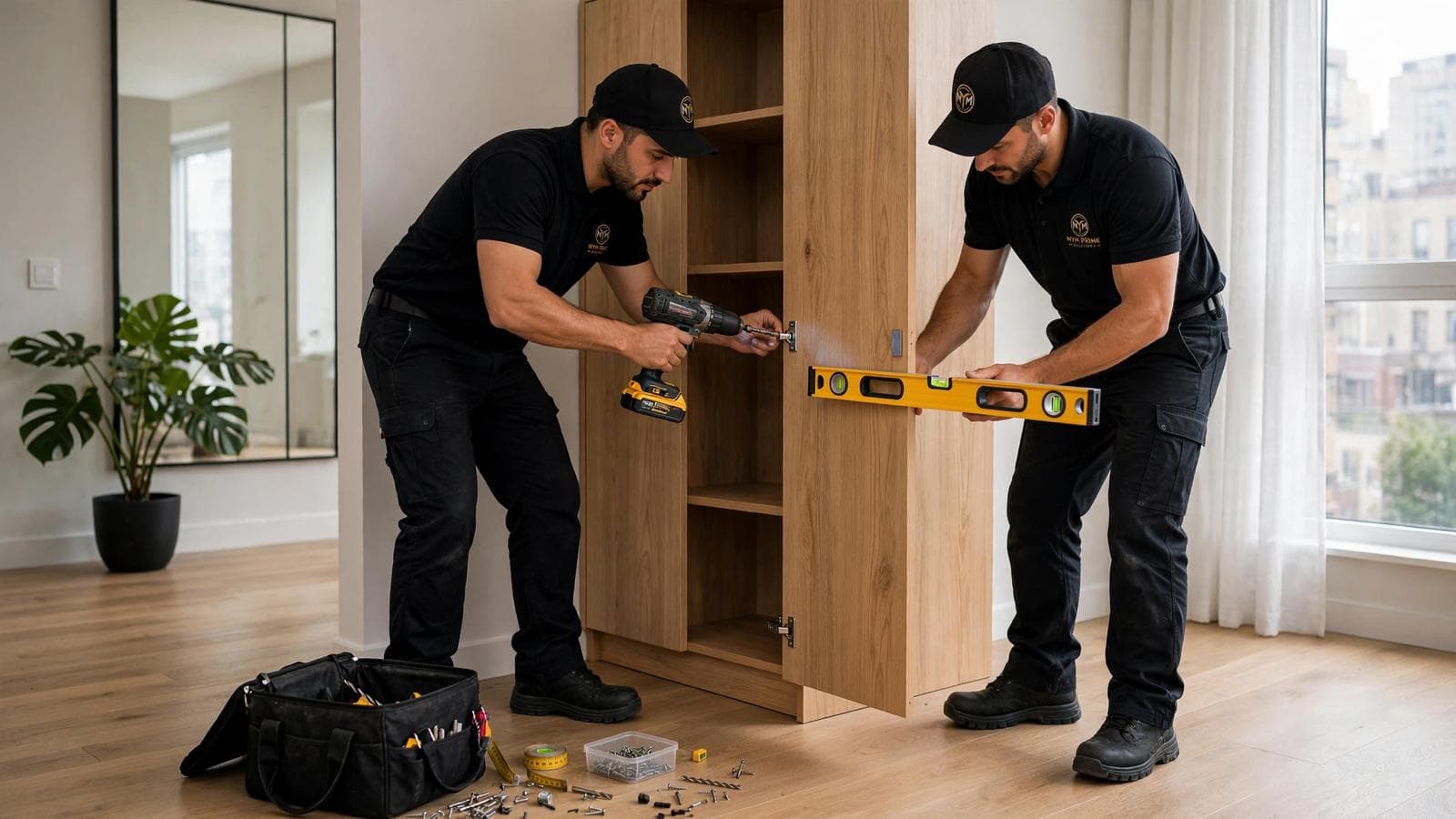 Professional mounting and assembly of shelving and wall storage units