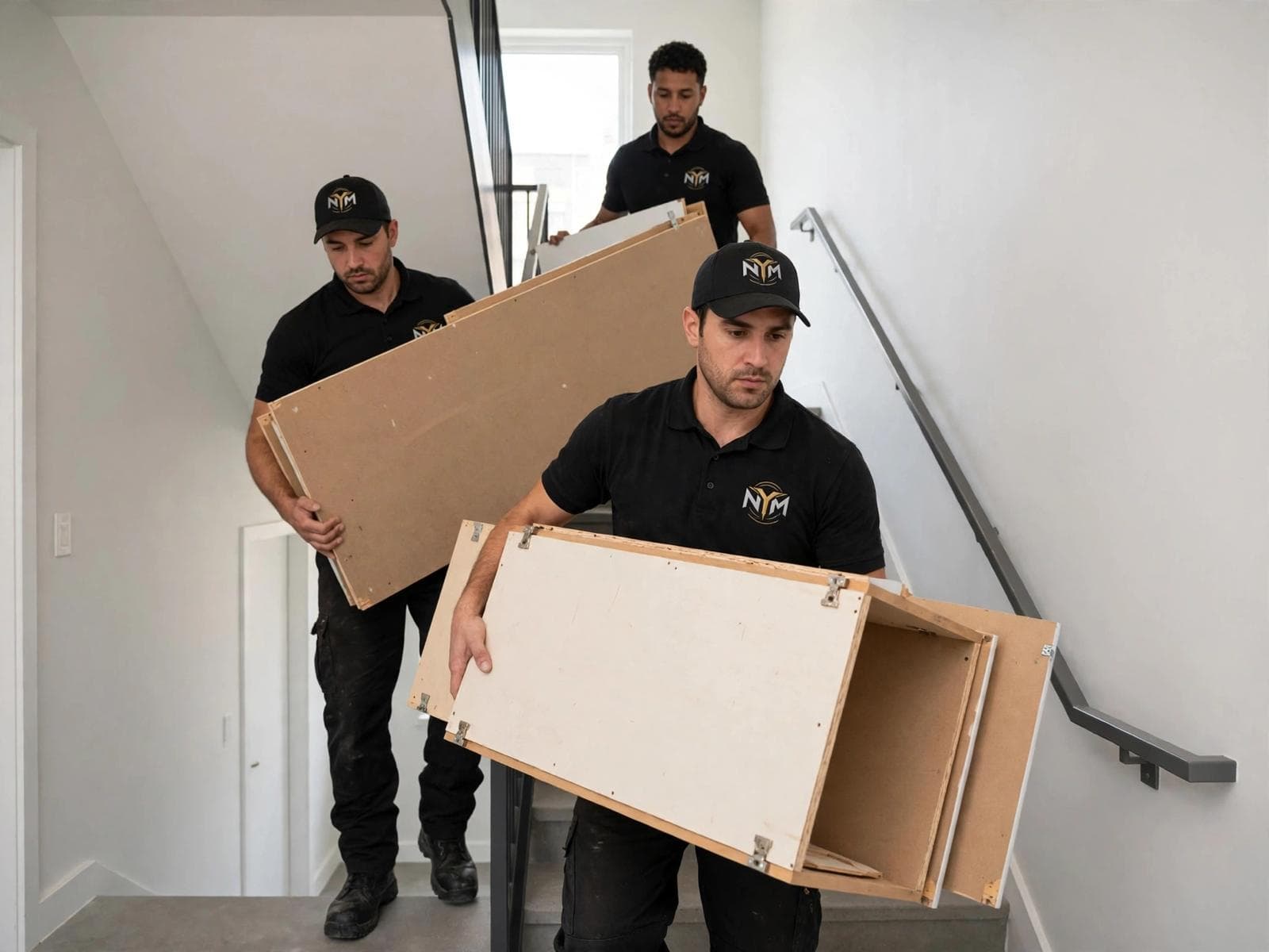 Basement or garage clearance with sorted items ready for responsible disposal