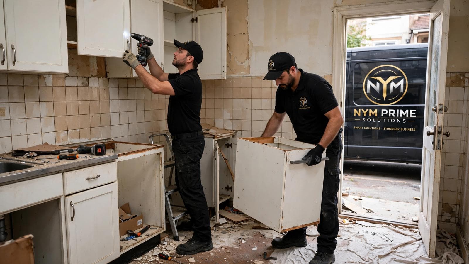 Warehouse or commercial space being cleared in an organised and efficient way