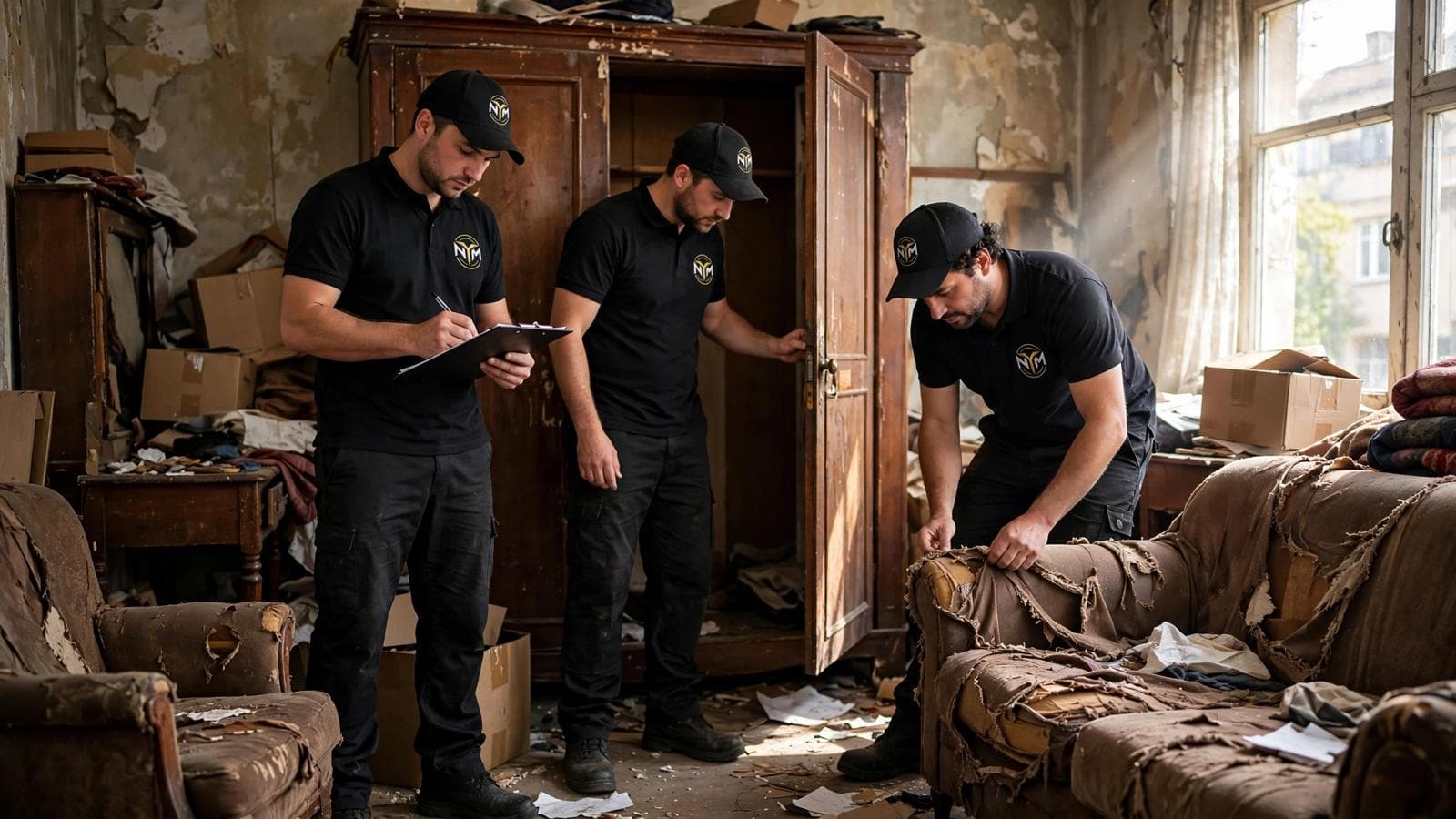 Professional team coordinating the next stage of a property clearance project