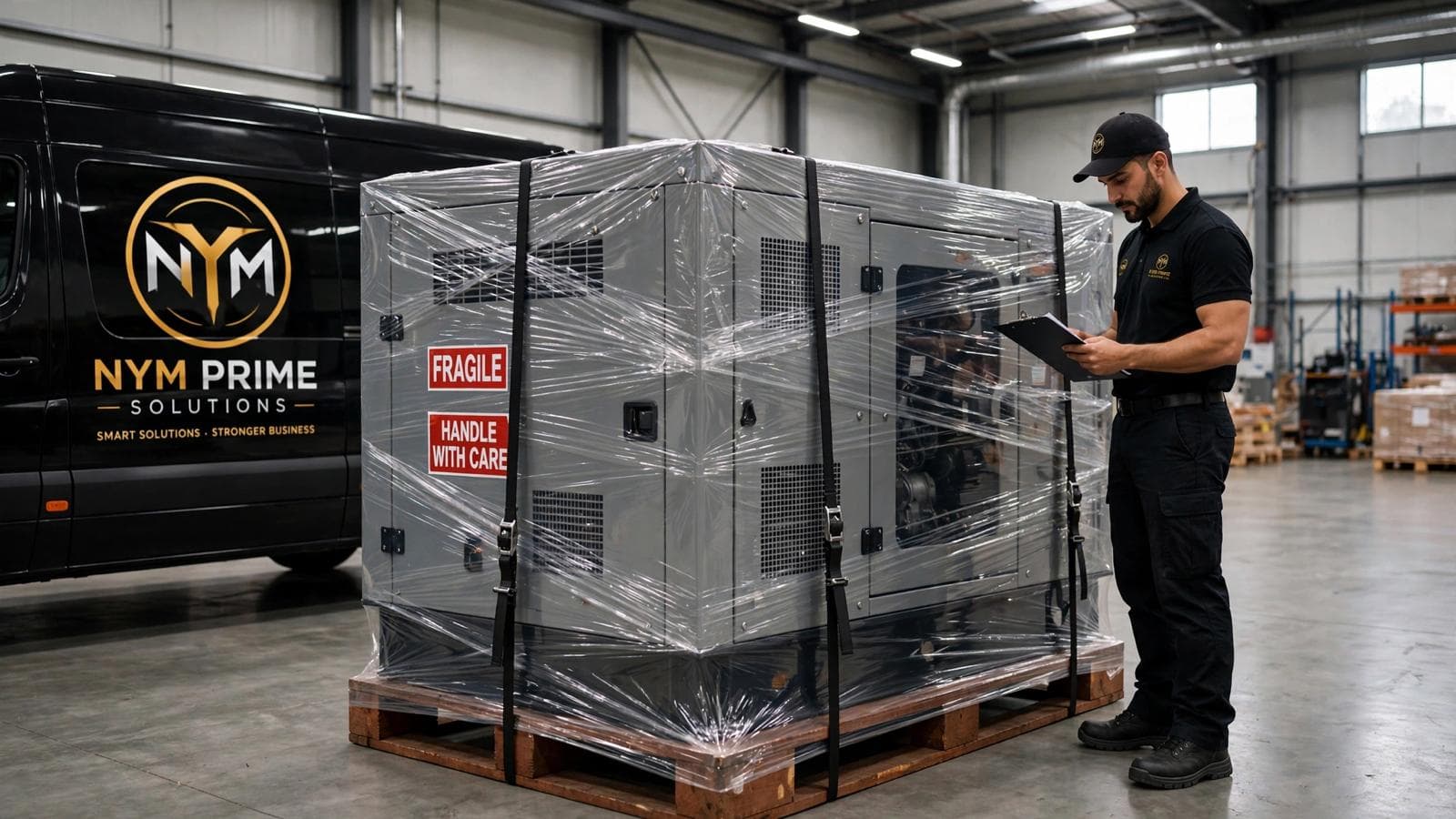 Office and commercial furniture being protected before industrial transport