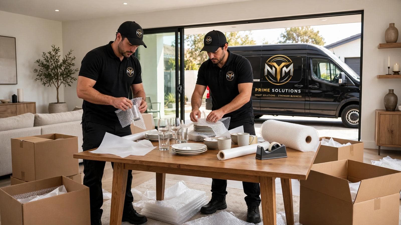 NYM Prime Solutions workers carefully packing belongings for a safe residential move